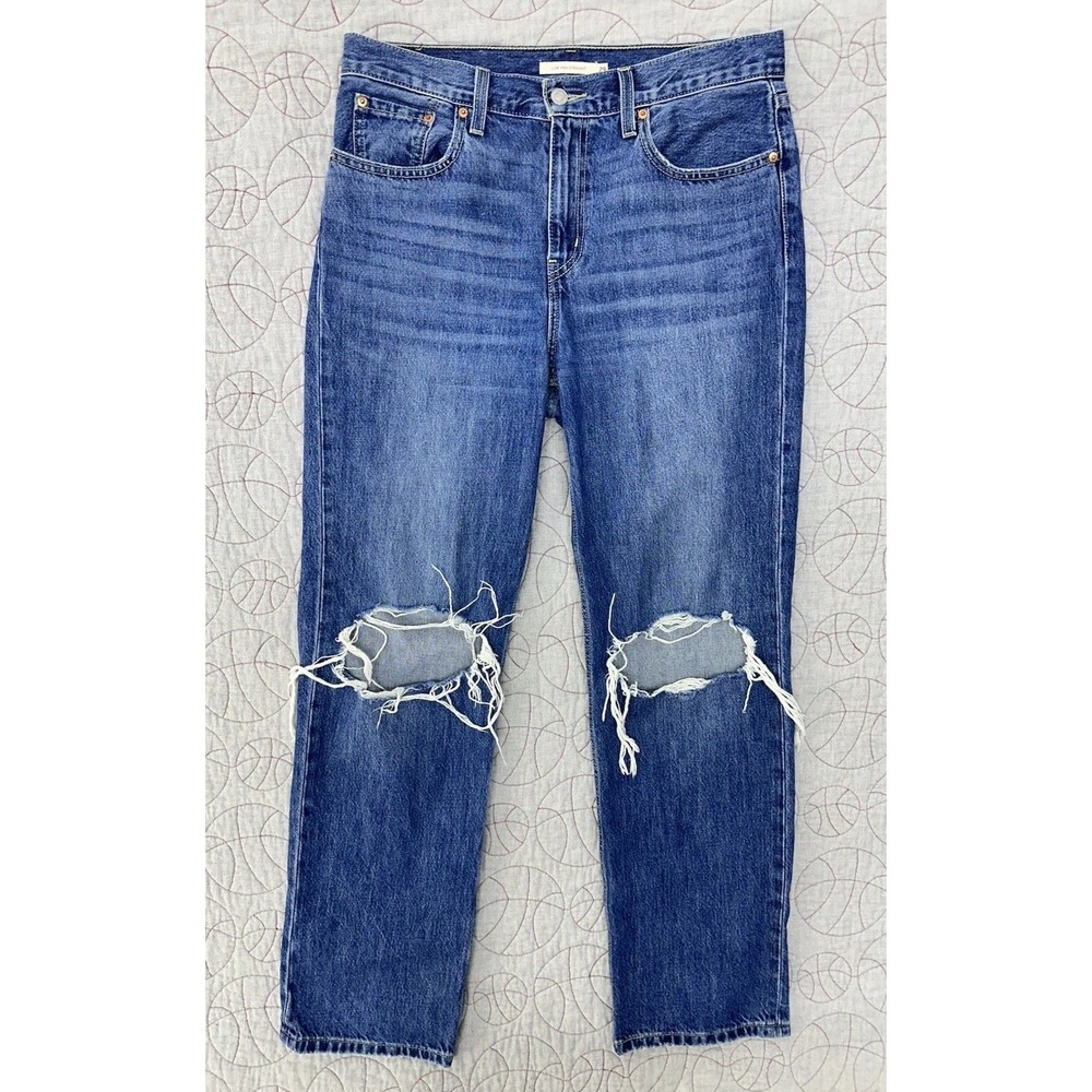 Levi's Low Pro Mid Rise Straight Leg Distressed Jeans / Women's 29